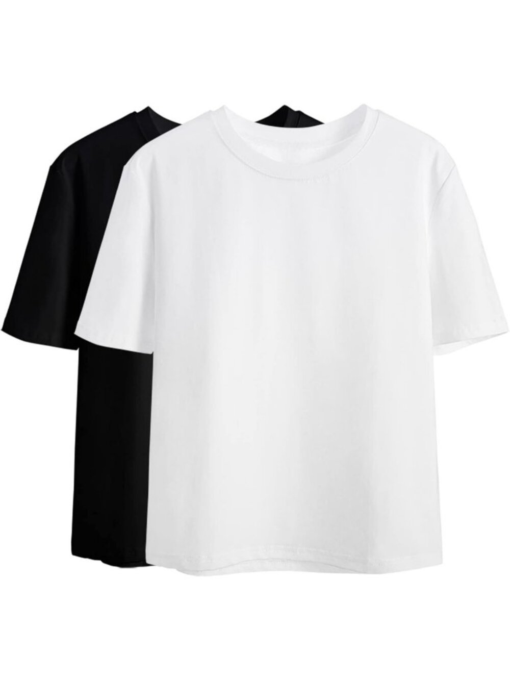 Casual Loose Fit Crewneck T-Shirt for Women - Short Sleeve Plain Top